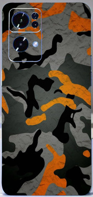 BugguSkin OPPO Reno7 Pro 5G, oppo reno 7 pro Mobile Skin(Ultra Super Camouflage Military Orange Skin With High Mattte Finish.)