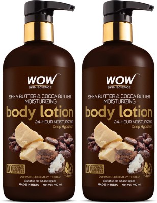 WOW SKIN SCIENCE Shea Butter and Cocoa Butter Moisturizing Body Lotion (Pack of 2)(800 ml)