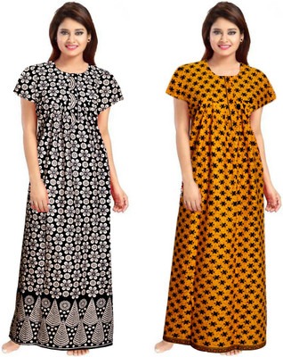 HANDICRAFT VASTRA Women Nighty Set(Black, Yellow)