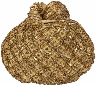 yuvika handicraft Women's Sequins Potli Bag (Golden) Potli