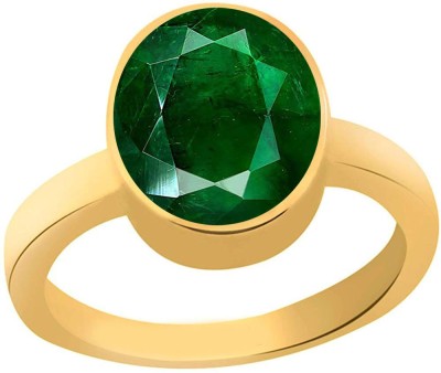 S KUMAR GEMS & JEWELS Certified Natural 7.25 Ratti Emerald Stone (Panna Stone ) Panchdhatu Alloy Emerald Gold Plated Ring