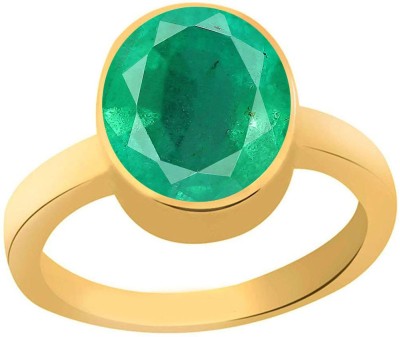 S KUMAR GEMS & JEWELS Certified Natural 7.25 Ratti Emerald Stone (Panna Stone ) Panchdhatu Alloy Emerald Gold Plated Ring