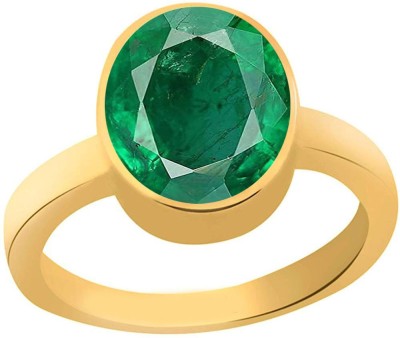 S KUMAR GEMS & JEWELS Certified Natural 7.25 Ratti Emerald Stone (Panna Stone ) Panchdhatu Alloy Emerald Gold Plated Ring