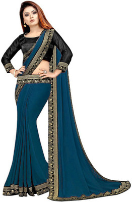 Georgette Saree Self Design Bollywood Georgette Saree(Dark Blue)