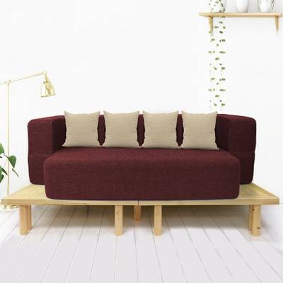 SLEEP SPA Couch Washable JUTE Fabric-4 -78x44x14 inches 4 Seater Double Foam Fold Out Sofa Cum Bed