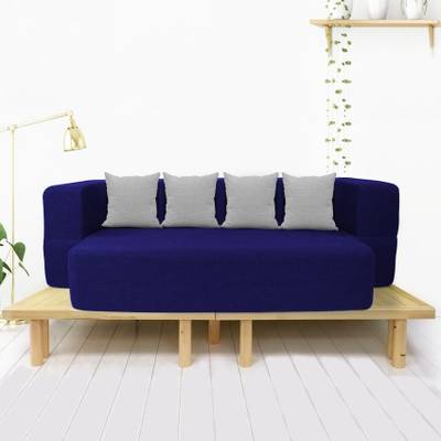 SLEEP SPA Couch Washable JUTE Fabric-4 -78x44x10 inches 4 Seater Double Foam Fold Out Sofa Cum Bed