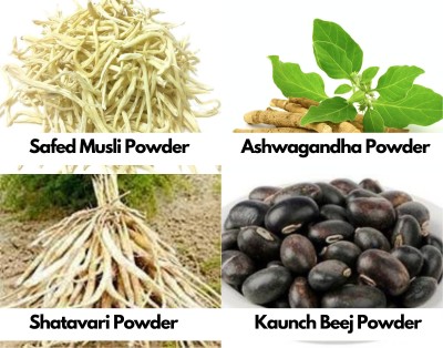 Nutrixia food Safed Musli Powder- Ashwagandha Roots Powder - Kaunch Seeds Powder - Shatavari Roots Powder Combo (25 Gms + 25 Gms + 25 Gms + 25 Gms)(100 g)