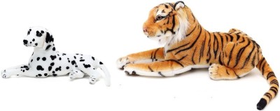 Kraftix Combo Of White Dog (32cm) & Tiger (49cm) Stuffed Plush Soft Toy KSTDDOG32TIGER50  - 32.03 cm(Multicolor)