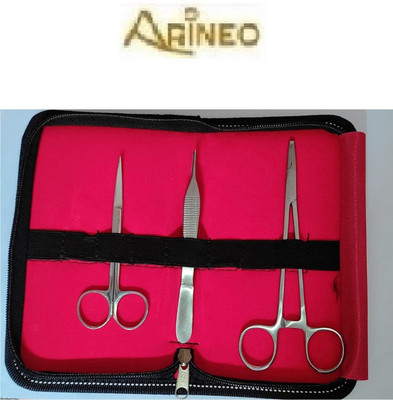 ARINEO Suture Set Kit, 3 Surgical Instruments Combo WITH POUCH Utility Forceps