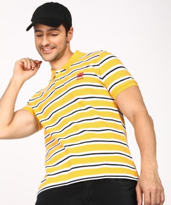 U.S. POLO ASSN. Striped Men Polo Neck Yellow T-Shirt