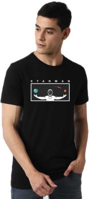 ELEGANT FOX Printed Men Round Neck Black T-Shirt