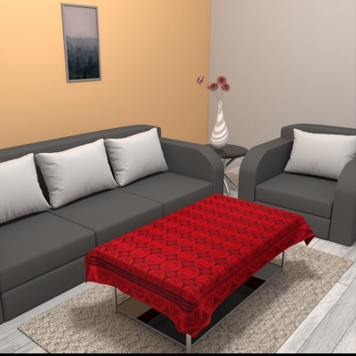 WONDERLAND Abstract 4 Seater Table Cover(Red, Cotton)