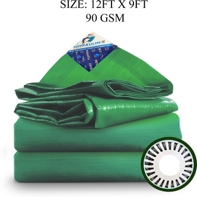 TUFFPAULIN 12FT X 9FT 90 GSM Green Tarpaulin Tent - For Truck body, Car, Bike, Grain Covers, Pond Liners(Green)