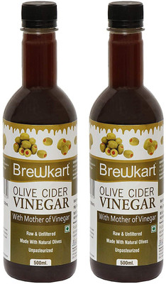 Brewkart Olive Cider Vinegar Premium 1000ml Pack of 2 Vinegar(2 x 500 ml)