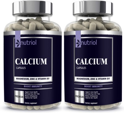 Nutriol Calcium, Magnesium, Zinc, D3 & B12 Tablets Premium (G10) Ultra(120 Capsules)