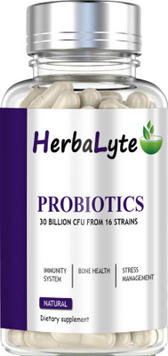 HERBALYTE Probiotic Supplement 30 Billion Cfu with 16 & Prebiotics Capsules (H36) Ultra(60 No)