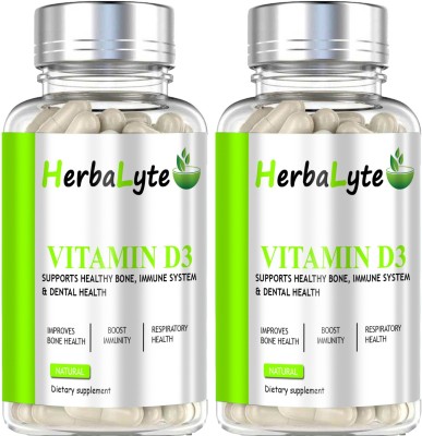 HERBALYTE Plant Based Vitamin D3 K2 MK7 Supplement Veg (G48) Pro(120 Capsules)