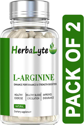 HERBALYTE L-Arginine 1000mg Capsules Per Serving, l arginine supplement (B28) Advanced(2 x 60 Capsules)