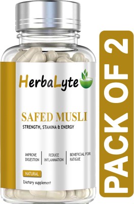 HERBALYTE Safed Musli, safed musli capsule, testosterone booster for men (B37) Ultra(2 x 60 Capsules)