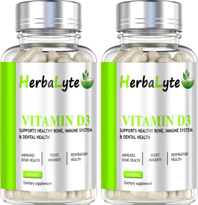 HERBALYTE Plant Based Vitamin D3 K2 MK7 Supplement Veg (G48) Premium(120 Capsules)