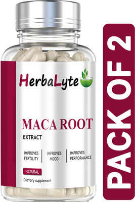 HERBALYTE Maca Root Capsules Enriched with Maca Root Extract for Men (B30)(2 x 60 Capsules)