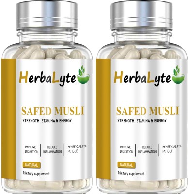 HERBALYTE Safed Musli, safed musli capsule, testosterone booster for men (G37)(2 x 60 Capsules)