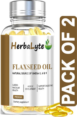 HERBALYTE Ultra Flaxseed extract capsules Omega 3 (B17)(2 x 60 Capsules)