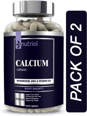 Nutriol Calcium, Magnesium, Zinc, D3 & B12 Tablets Premium (B10) Ultra(2 x 60 Capsules)