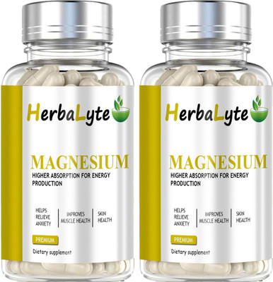 HERBALYTE Chelated Magnesium Glycinate Citrate Oxide Supplement (G31) Advanced(120 Capsules)