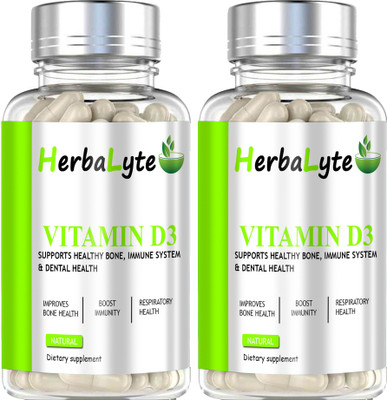 HERBALYTE Plant Based Vitamin D3 K2 MK7 Supplement Veg (G48) Ultra(2 x 60 Capsules)