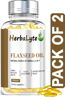 HERBALYTE Pro Flaxseed extract capsules Omega 3 (B17) Pro(2 x 60 Capsules)