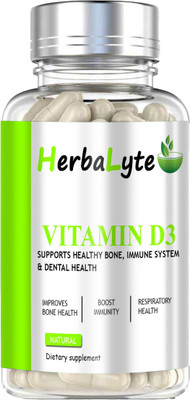 HERBALYTE Plant Based Vitamin D3 K2 MK7 Supplement Veg (H48) Advanced(60 Capsules)