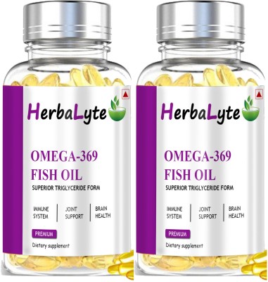 HERBALYTE Pro Fish Oil (Triple Strength) With 1000Mg Omega 369 (G16) Pro(2 x 60 Capsules)