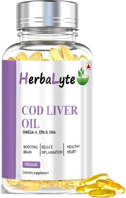 HERBALYTE Premium Cod Liver Oil Capsules, (H12) Advanced(60 Capsules)