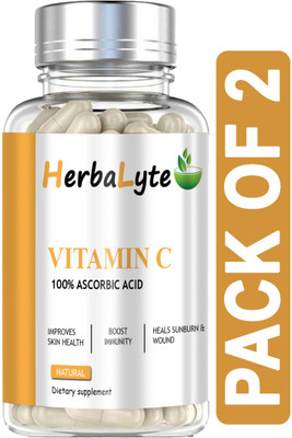 HERBALYTE Organic B Complex Vitamins C and Biotin (B46)(2 x 60 Capsules)