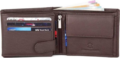 ree cope Men Formal Trendy Brown Genuine Leather Wallet12 Card Slots