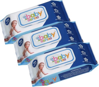 BABY SENSE 80N Usable Premium Baby Wipes with Almond Oil (80 Wipes per Pack)(PACK OF 3)(3 Wipes)