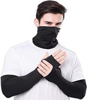 SMART SEWINGERS Cotton Arm Sleeve For Men & Women(Free, Black)