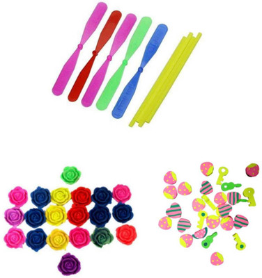 imtion 3 in 1 ( 10 growing flower rose + 6 Air flying toys + 5 Different shape eraser