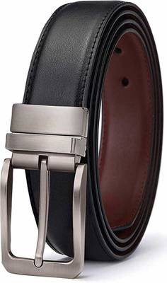 Men Evening, Party, Formal, Casual Black Artificial Leather Reversible Belt