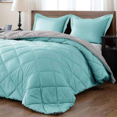 ULTRADIVEX Self Design Single Comforter for  AC Room(Microfiber, Sea Green & Grey)