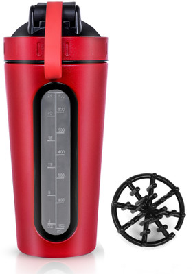 BURRDOFF 900 ml Steel Shaker(Pack of 1, Red)