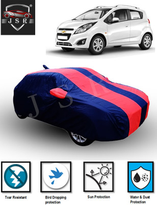 J S R Car Cover For Chevrolet Beat (With Mirror Pockets)(Red, Blue)