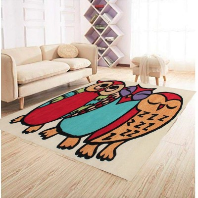 TUFTS AND KNOTS Multicolor Wool Carpet(3 ft,  X 5 ft, Rectangle)