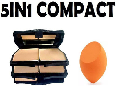MYEONG 5IN1 WATER PROOF PRESSED COMPACT WITH MAKEUP PUFF BLENDER(2 Items in the set)