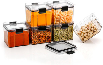 SKYHEART Plastic Grocery Container  - 700(Pack of 6, Black)
