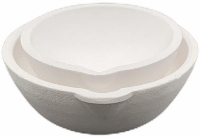 Ceznek White Ceramic Silica Melting Crucible Dish Set of 2-90 &110mmfor High Temprature Crucible