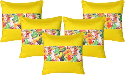 Riara Dupion Silk Cushions Cover(Pack of 5, 45 cm*45 cm, Yellow)