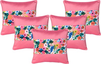 Riara Dupion Silk Cushions Cover(Pack of 5, 25 cm*25 cm, Pink)