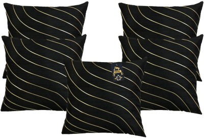 FabLinen Embroidered Cushions Cover(Pack of 5, 40 cm*40 cm, Black)